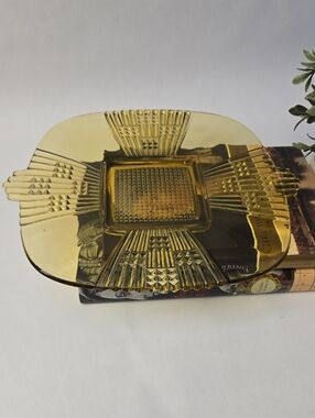 Vintage Imperial Glass Golden Amber Art Deco Glass Plate